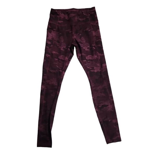 Avia Ladies Pink Marled Camo Print Athletic Leggings with Side Pockets - Size Sm - Picture 3 of 5